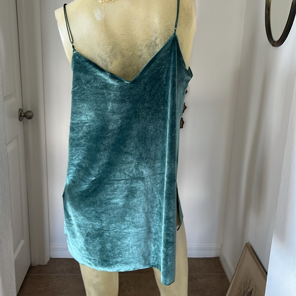 Free People Teal Velvet Slip Dress - Picture 3 of 6